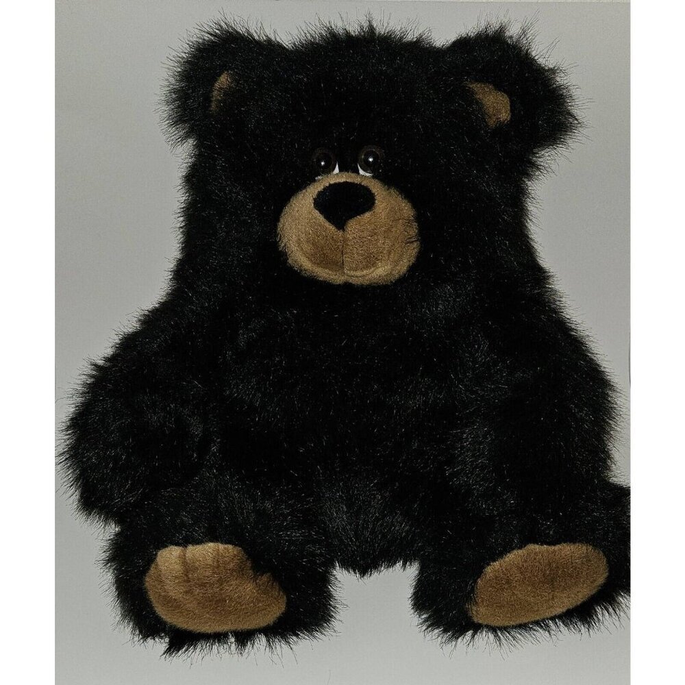 VTG 1992 A&A Aurora Black Brown Teddy Bear Plush Big 14" Stuffed Animal Toy